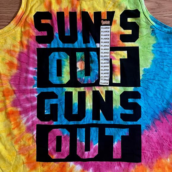 NWT Spencers XL Tie Dye Tank Top Suns Out Guns Out Rainbow Pride Festival Tee - Picture 5 of 8